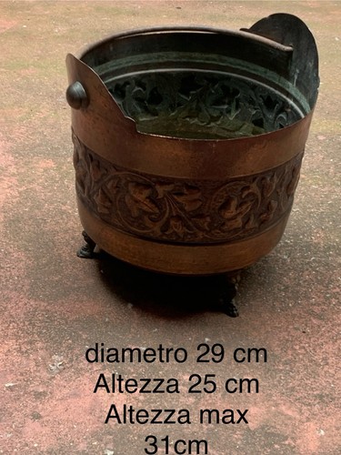 Antico paiolo rame decorato - in,